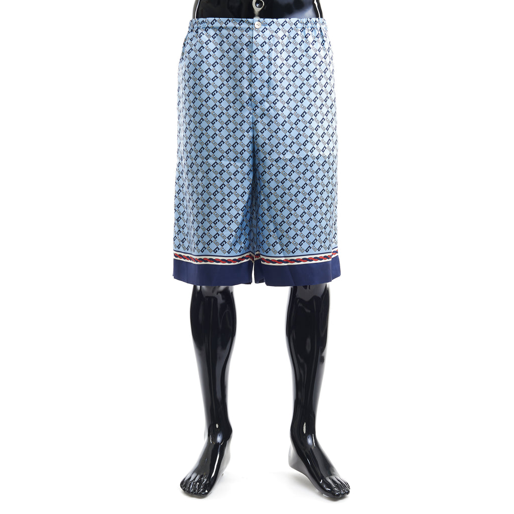 小物 JIJI Blue Geometric Square G Print Silk Shorts – CHIIIQ