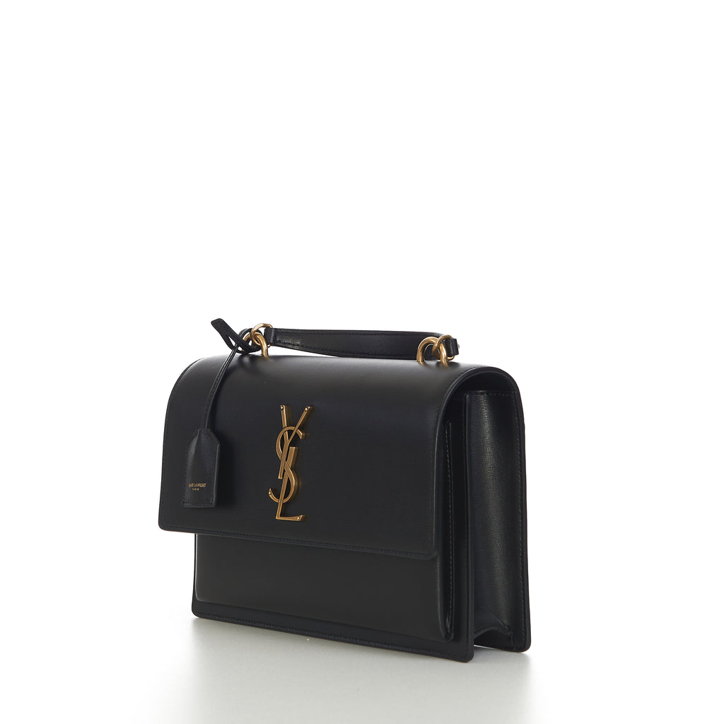 バッグ SAINT LAURENT Sunset Medium Top Handle Bag In Black Smooth Leather – CHIIIQ