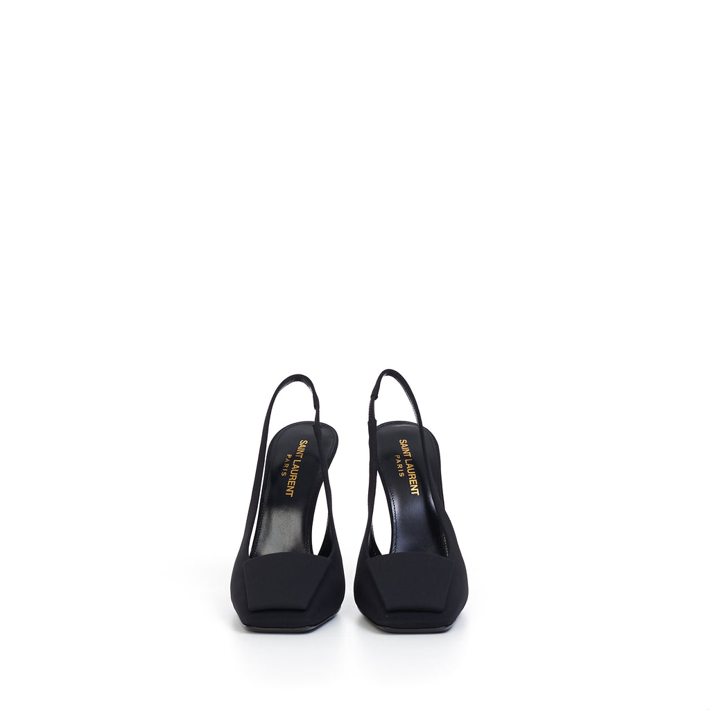 Maxine Slingback Pumps In Black Silk & Leather – CHIIIQ