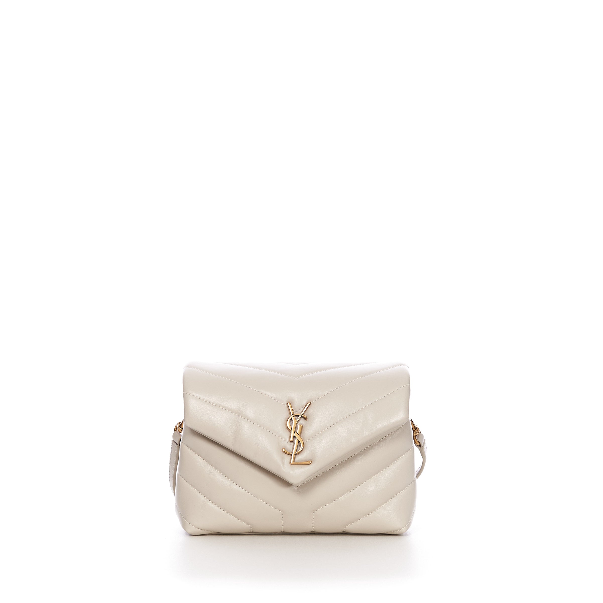 White Loulou Toy Strap Bag - Mini, Quilted Y Leather, YSL