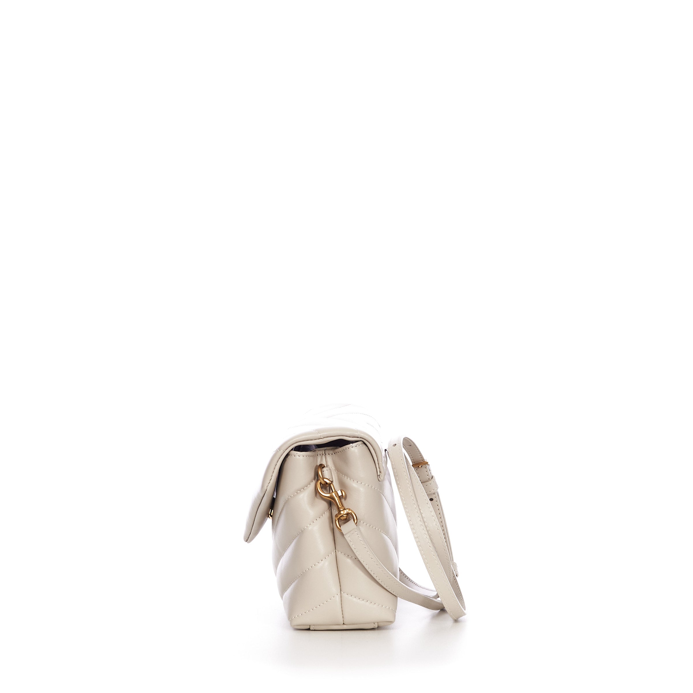 White Loulou Toy Strap Bag - Mini, Quilted Y Leather, YSL