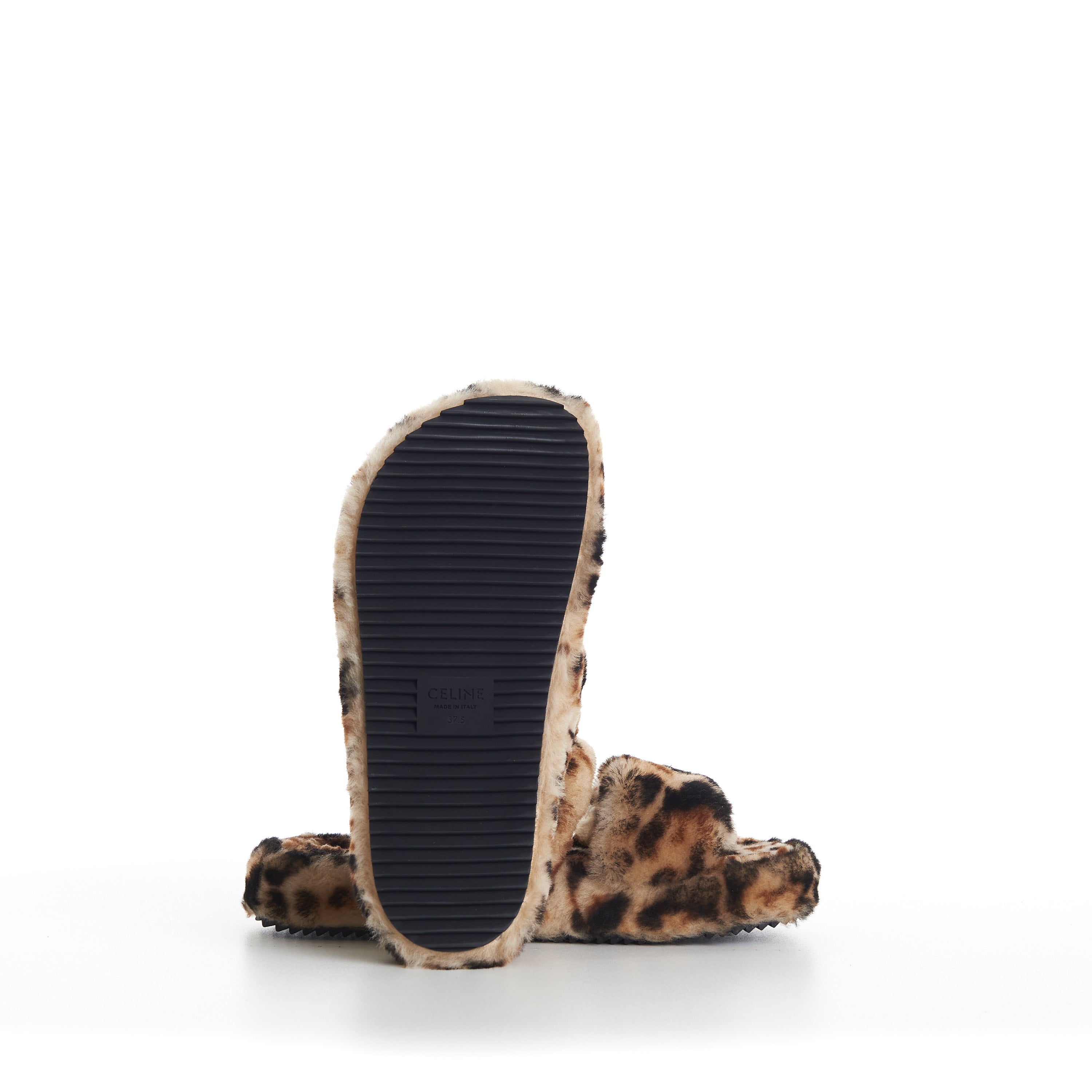Shearling Fur Slide Sandals Leopard Pattern CHIIIQ