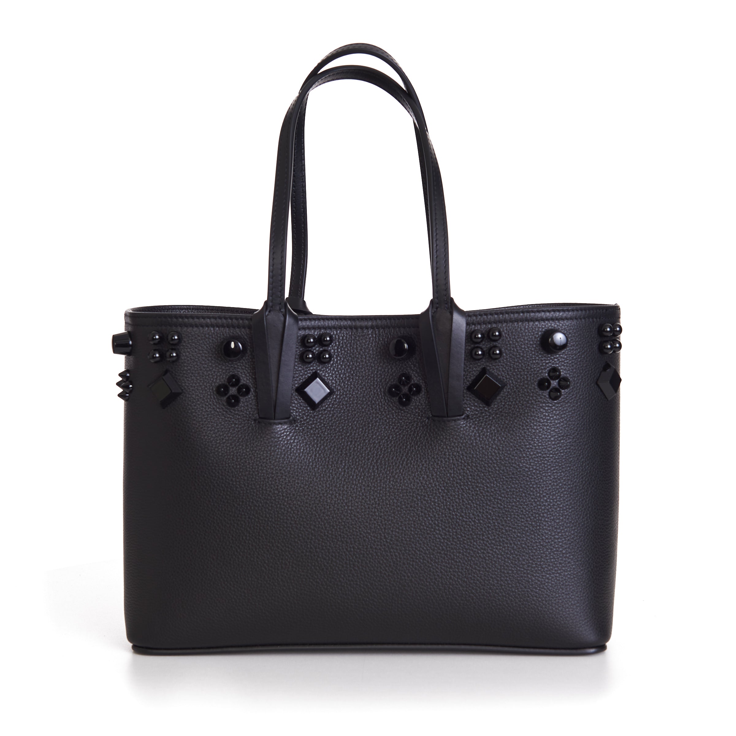 Black Leather Cabata N S Mini Spikes Tote Bag CHIIIQ