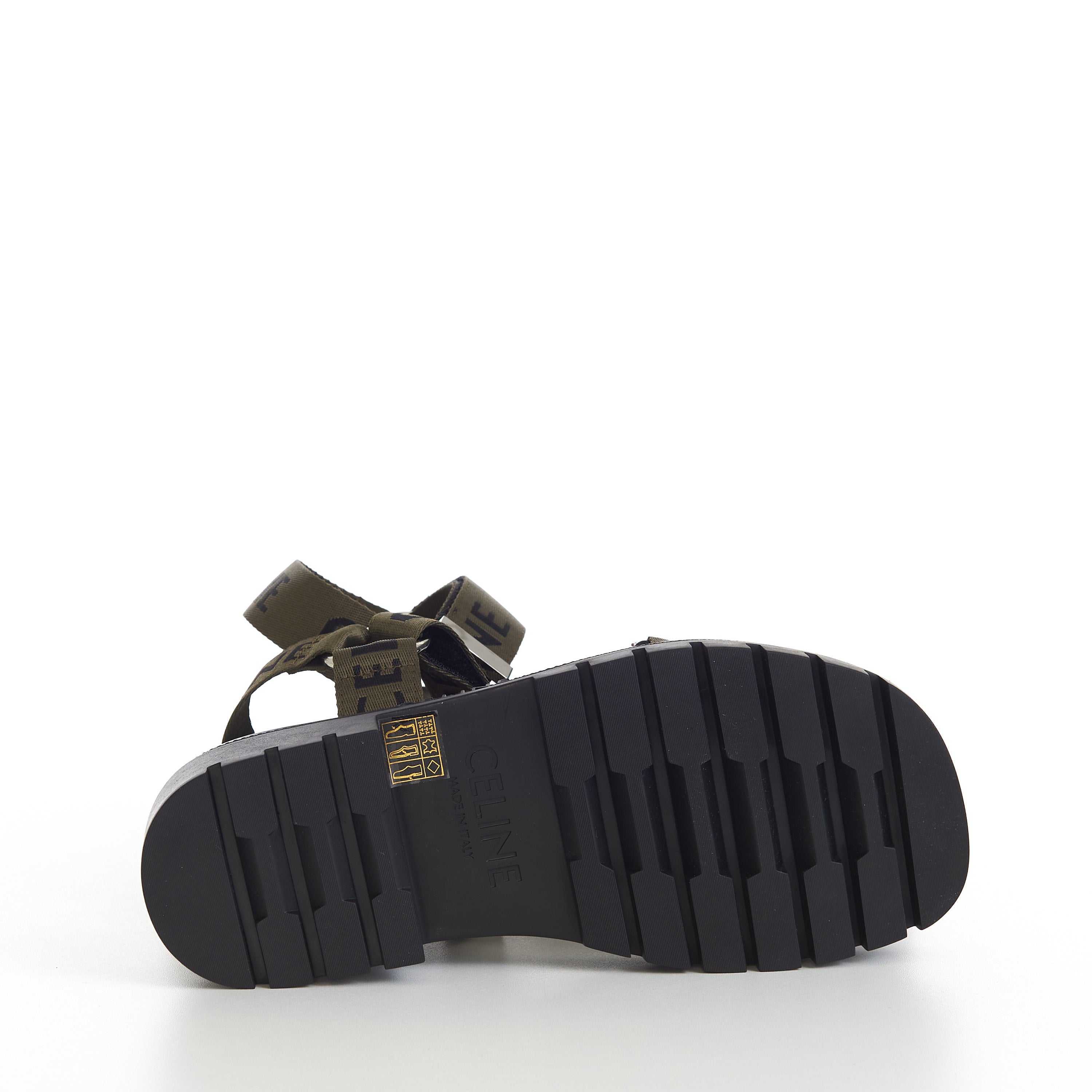Leo Strappy Sandal In Khaki/Black Textile With 